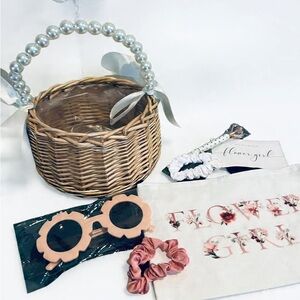 Flower Girl Basket and Asking Set Accessories sunglasses pen bag all NEW